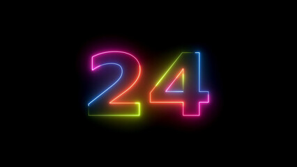 Neon light number twenty four animation