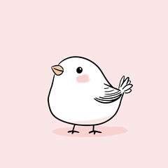 Cute Cartoon Bird Illustration with Pink Cheeks on a Soft Background.