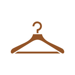 Brown clothes hanger icon with a question mark hook.