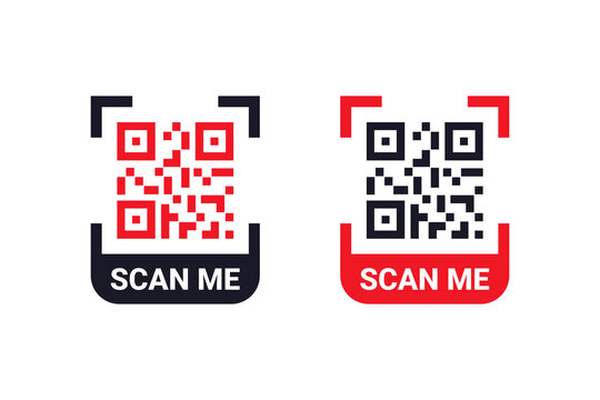 Set of Qr code frame vector. Scan me icon design. Qr code mock up vector design for poster, banner, flyer.