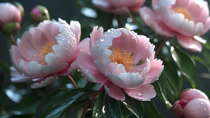 Peony Flower Luxurious Beauty Flowers Showcasing Lush Layered Petals, Soft Pastel Tones, and Timeless Romantic Garden Elegance Inspiring Art Design Media