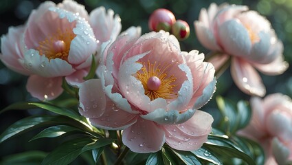 Peony Flower Elegant Beauty Flowers Highlighting Full Bloom Petals, Gentle Color Harmony, and Classic Floral Sophistication for Visual Art Inspiration