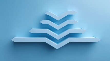 Abstract design featuring layered arrows in a stylish arrangement on a soft blue background ideal for modern business or creative project themes