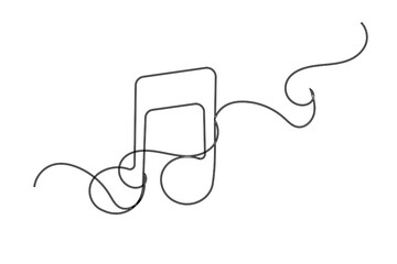 Obraz premium Music note continuous one line drawing on white background