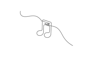 Obraz premium Music note continuous one line drawing on white background