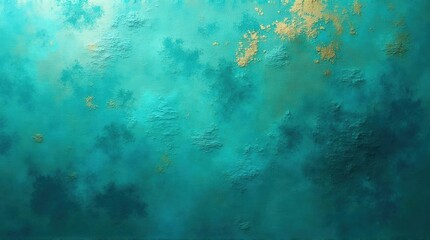 Abstract Blue Green Textured Surface with Gold Accents Artistic Background for Design