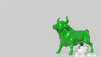 Green Bull Market Growth Symbol 3d render.