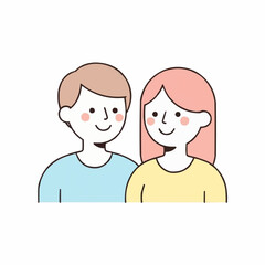 A cheerful couple depicted in a simple, charming illustration style.