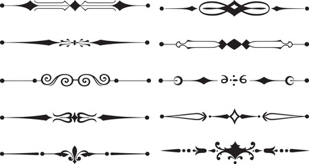 Minimal Ornamental Divider Vector Set with Elegant Line Separators Arrows Dots Swirls and Vintage Design