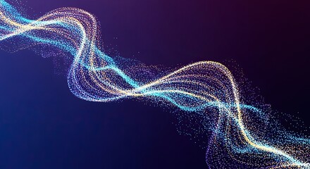 Dynamic Digital Particle Stream on a Dark Background