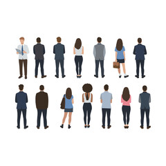 Diverse Group of People Standing with Backs Turned.