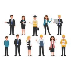 Diverse group of professional individuals representing various occupations and careers.