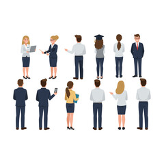 Diverse group of professionals and students in business attire.