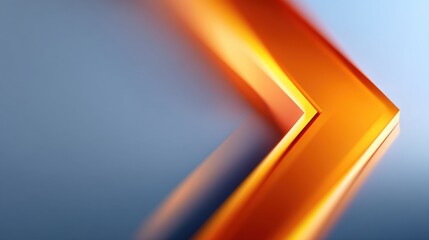 Abstract orange arrow shape on smooth background representing direction, movement, progress, and innovation in a modern design aesthetic