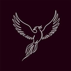 Obraz premium Elegant Phoenix Design Illustration, Digital Art, On Dark Background, Creative Concept