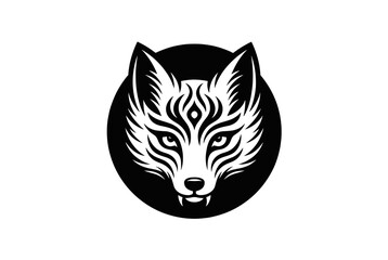 Fototapeta premium Striking fox emblem with intricate tribal details, perfect for bold branding and edgy designs, adding mystical flair to any project or creative endeavor