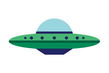 Whimsical green UFO with blue dome floating in space, perfect for sci-fi themed projects, children's book illustrations, or adding a playful touch to designs