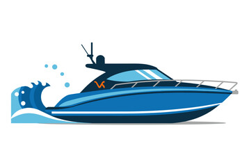 Luxury yacht cruising through ocean waves, perfect for travel ads or nautical themed designs, evoking feelings of freedom and adventure on the high seas