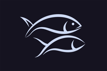 Fish Illustration in Dark Oceanic Background for Nature Lovers and Creatives