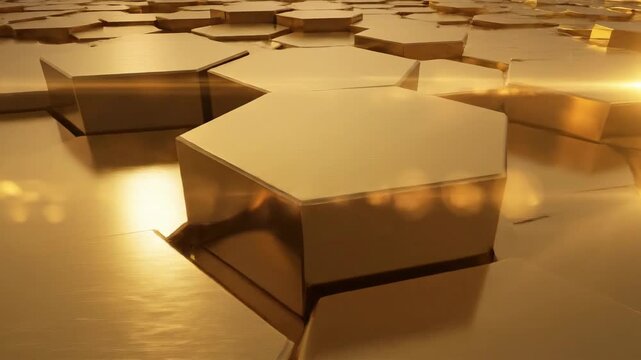 Abstract geometric honeycomb pattern metallic gold texture surface