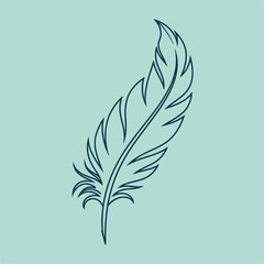 Elegant Feather Illustration, Nature Art, Minimalist Design, Digital Graphic, Soft Background