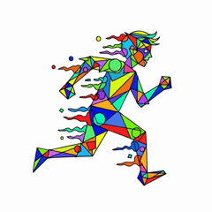 Vibrant Geometric Runner Abstract Art.