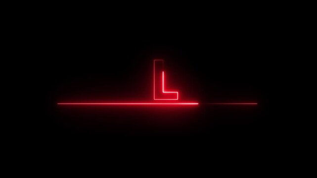 Glowing neon alphabet text animation. Neon alphabet letter L animation on black background.