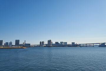 Naklejka premium 東京都 晴海客船ターミナルからお台場の眺め