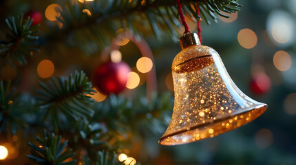 Golden Christmas Bell Ornament