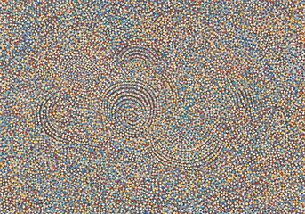 Complex pointillist art depicting circular patterns in varying colors
