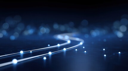 Abstract glowing lines and dots against a dark background, representing technology and digital connectivity in a futuristic environment