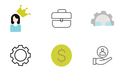 circle icons set for web design illustration travel business buttons symbol sign vector