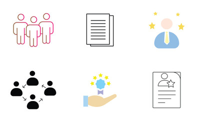 A versatile set of vector business icons and symbols for web design, representing concepts like money, health, and people