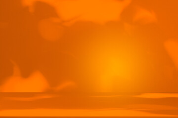 Wall interior background, studio and backdrops show products.with shadow from window color orange background for text insertion and presentation product	