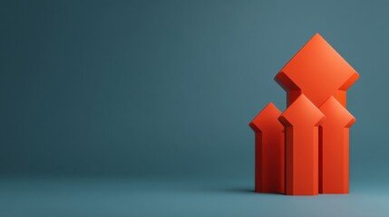 Orange geometric arrows representing growth and progress on a minimalist background for business, finance, and marketing concepts in visual media