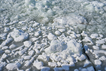 北海道　船上から見た網走港の流氷