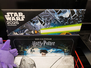 Obraz premium Star Wars and Harry Potter 2025 Calendars Displayed
