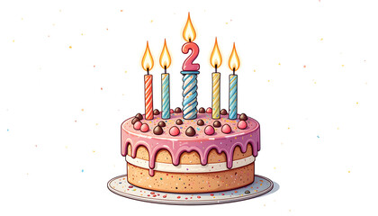 Vibrant birthday cake with lit candles and colorful sprinkles