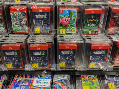 Video Game Display with Nintendo Switch Titles for Sale