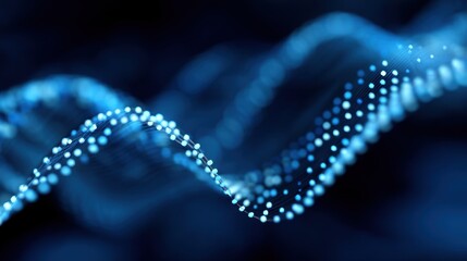Abstract wave of glowing dots creating flowing motion in a digital environment, representing technology, data visualization, and futuristic concepts