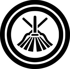 Minimalist black-white cleaner set icon with clean lines, no shading, isolated on white. Simple, modern, scalable, ideal for service logos or digital use.