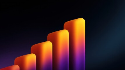 Abstract graphic showing rising bars with gradient colors representing growth, success, and progress in a modern and sleek digital design aesthetic