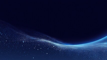 Bright blue digital wave made of dense particles on dark background for technology, finance, or science presentation template