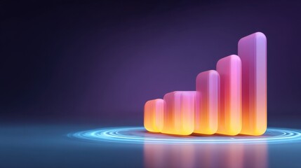 Colorful geometric bars representing growth, progress, and data analysis, showcasing vibrant hues and modern design against a dark background