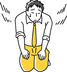 正座して反省する男性社員