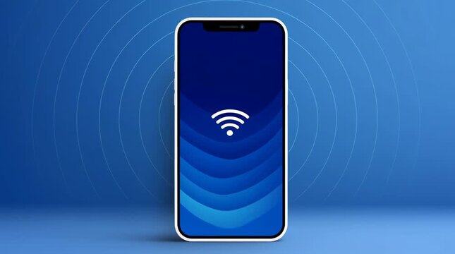 Smartphone wireless signal icon on blue gradient background showing modern connectivity communication and calm digital technology concept