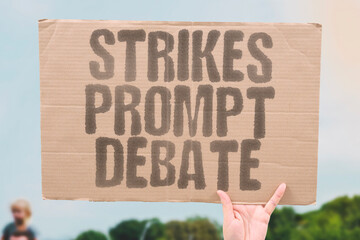 "Strikes Prompt Debate" Actions raise political discussion. STRIKES. POLITICS. GAZA. WAR. USA.