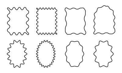 Abstract Wavy Border Frame Boxes Set – Vector Illustration,Decorative Wavy Edge Shape Frames Collection