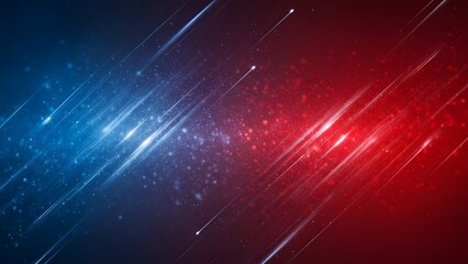Obraz premium Abstract background features dynamic blue and red light streaks with glowing particles creating a futuristic motion effect