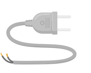 Damaged Electrical Power Cable Plug with Exposed Broken Wires